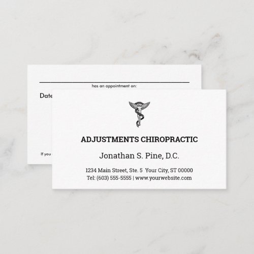 Logo & Office Hours Chiropractic Appointment Cards