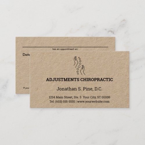 Logo & Office Hours Chiropractic Appointment Cards