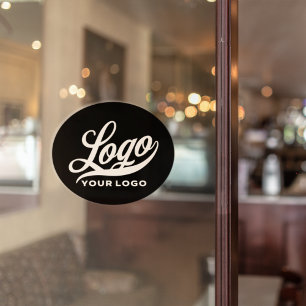 Logo on Black Vinyl oval, Company brand Business Window Cling