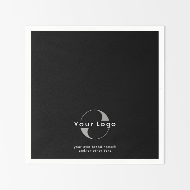 Logo on Black + White Text Company Business Paper  Napkins (Creator Uploaded)