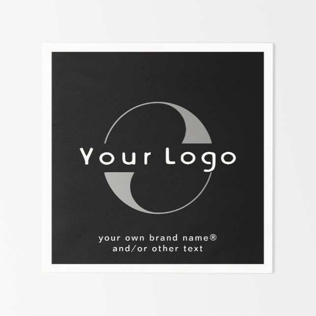 Logo on Black + White Text Company Business Paper  Napkins (Creator Uploaded)