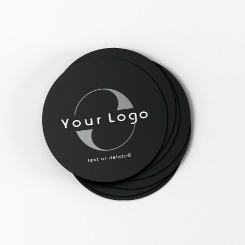 Logo on Black  White Text Company Business Round Paper Coaster