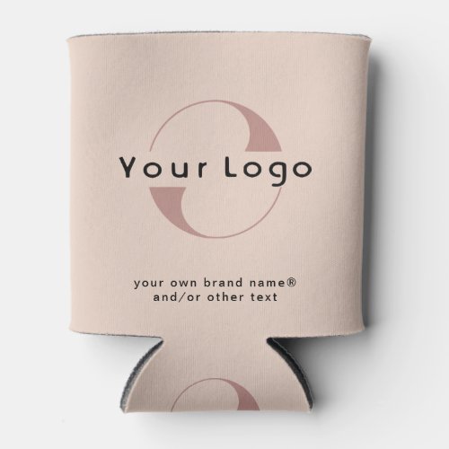 Logo on Blush Beige  Black Text Company Business  Can Cooler