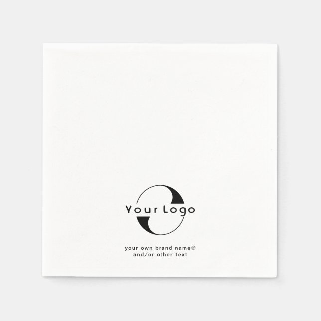 Logo on Clean + Black Text Company Business Paper  Napkins (Front)