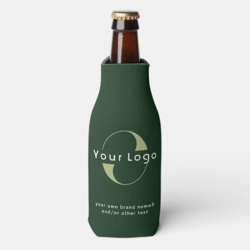 Logo on Dark Green  White Text Company Business B Bottle Cooler