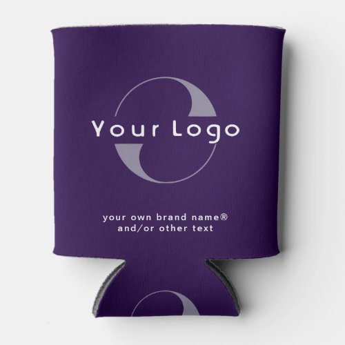 Logo on Deep Purple  White Text Company Business  Can Cooler