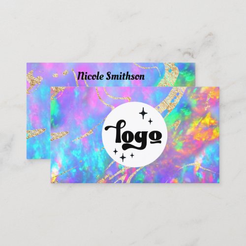  logo on fire opal background business card