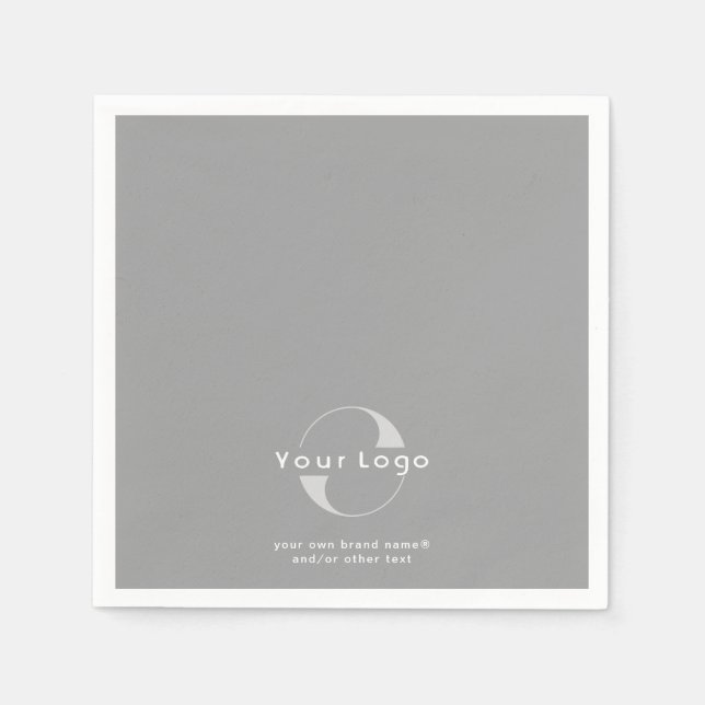Logo on Gray + White Text Company Business Paper N Napkins (Front)