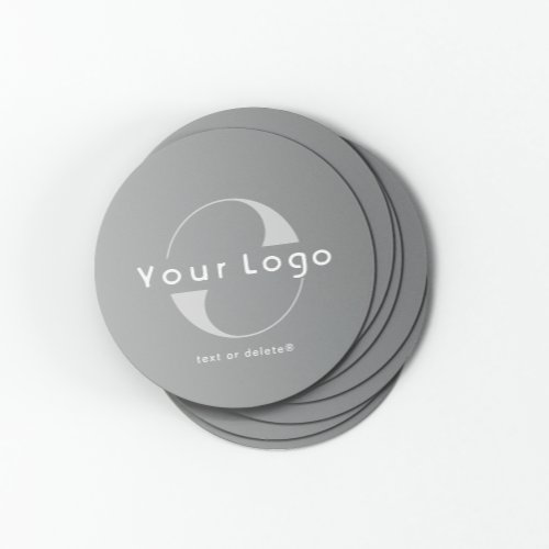 Logo on Gray  White Text Company Business Round Paper Coaster