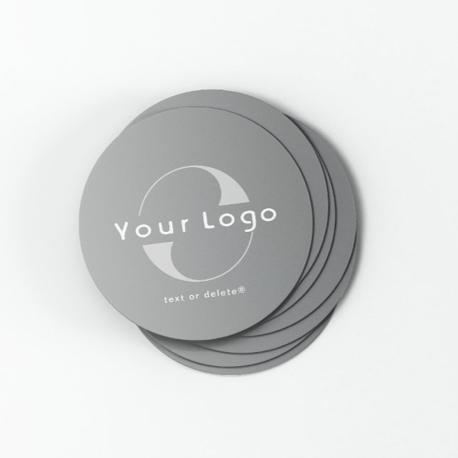 Logo on Gray + White Text Company Business Round Paper Coaster (Creator Uploaded)