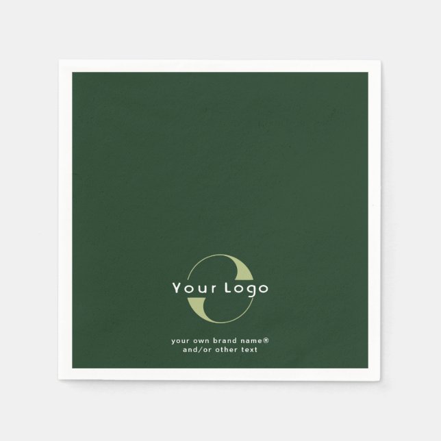 Logo on Green + White Text Company Business Paper  Napkins (Front)