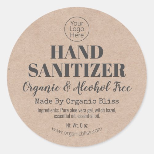Logo On Kraft Handmade Hand Sanitizer Labels