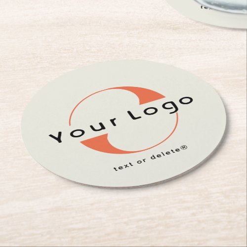 Logo on Light Green  Black Text Company Business Round Paper Coaster