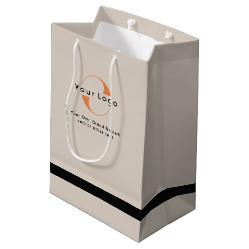 Logo on Light Tan  Black Text Company Business Me Medium Gift Bag