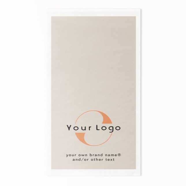Logo on Light Tan + Black Text Company Business Pa Paper Guest Towels (Creator Uploaded)
