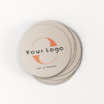 Logo on Light Tan   Black Text Company Business Round Paper Coaster<br><div class="desc">Durable and absorbent Logo Paper Coasters with a simple minimal design available in multiple colors to suit your brand identity. Add your logo and text.</div>