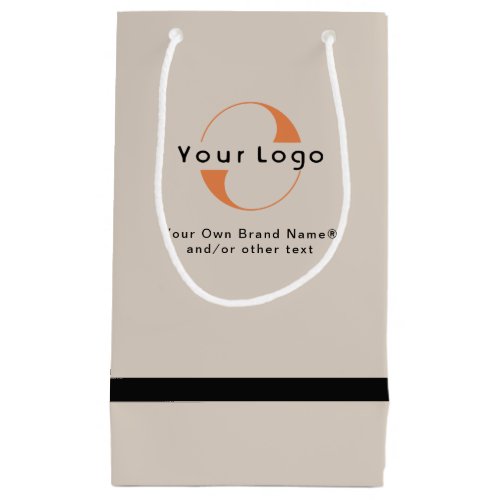 Logo on Light Tan  Black Text Company Business Sm Small Gift Bag