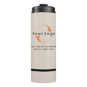 Logo on Light Tan + Black Text Company Business Th Thermal Tumbler