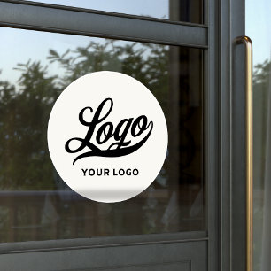 Logo on Off White Circle Simple Business Company Window Cling