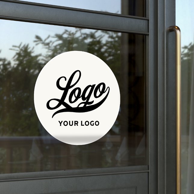 Logo on Off White Circle Simple Business Company Window Cling (Creator Uploaded)