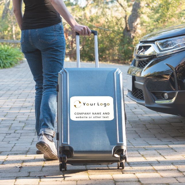 Logo on Off white rectangle Business Vinyl Bumper Sticker (Suitcase Insitu)