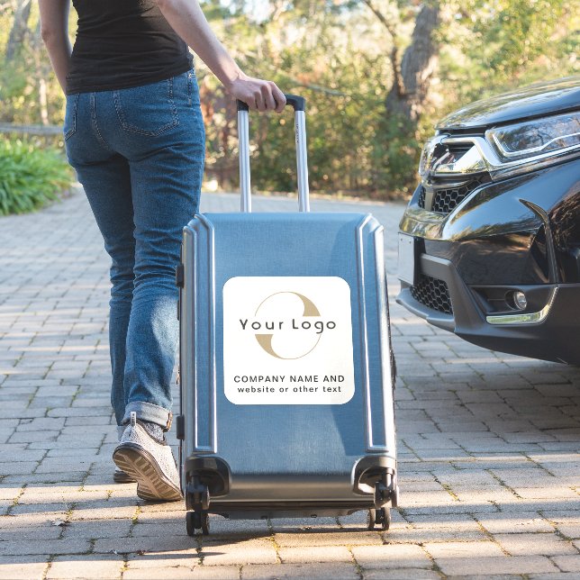 Logo on Off white square Business Vinyl Bumper Sticker (Suitcase Insitu)