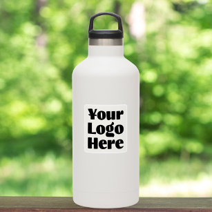 Logo on Off White square Business Water Bottle Sticker