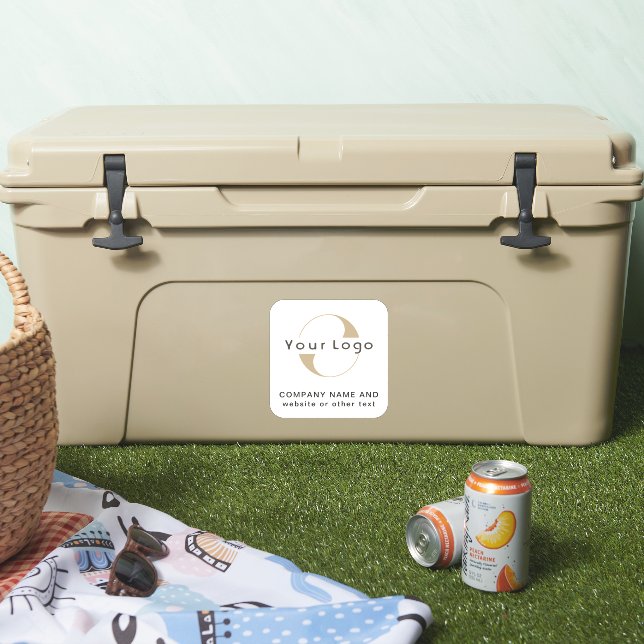 Logo on Off white square Cooler Business Vinyl Sti Sticker (Cooler)