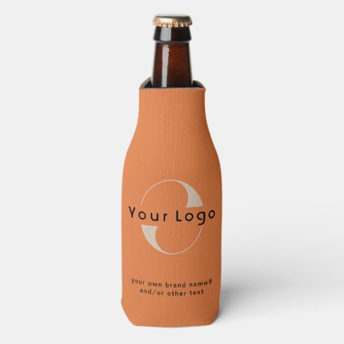Logo on Orange  Black Text Company Business Bottl Bottle Cooler
