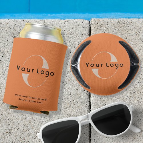 Logo on Orange  Black Text Company Business Can C Can Cooler