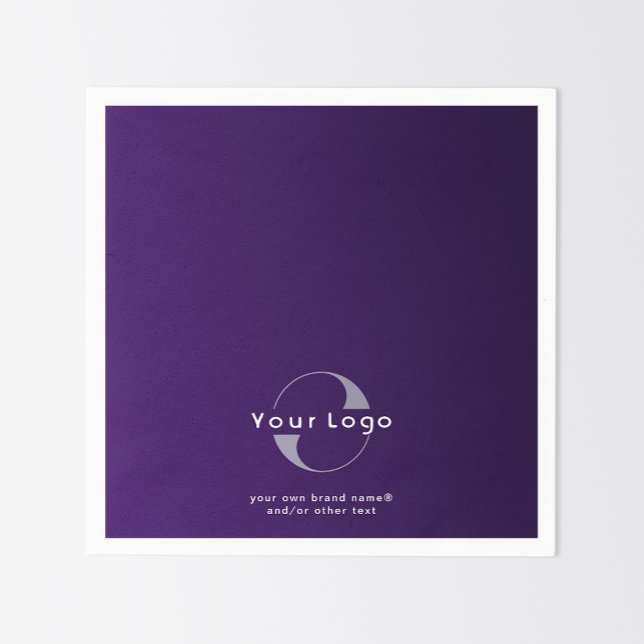 Logo on Purple + White Text Company Business Paper Napkins (Creator Uploaded)