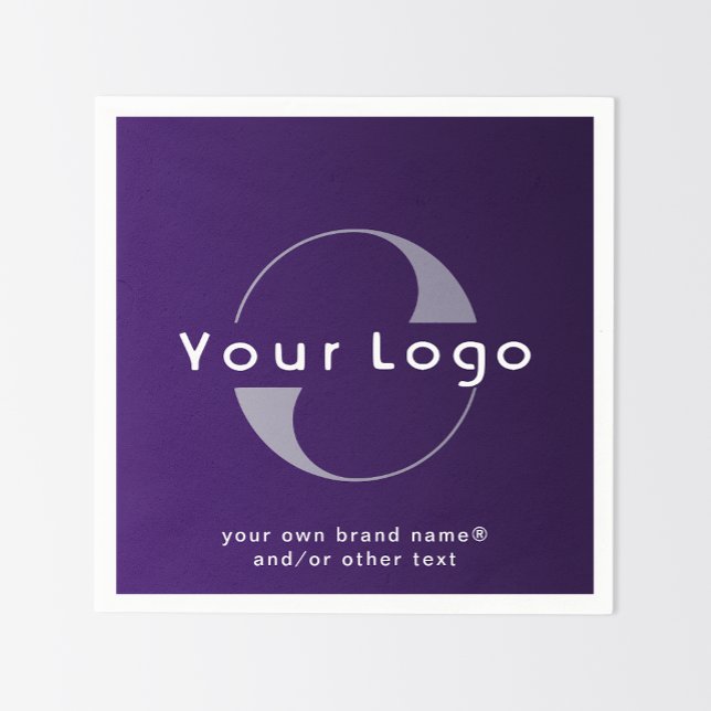 Logo on Purple + White Text Company Business Paper Napkins (Creator Uploaded)
