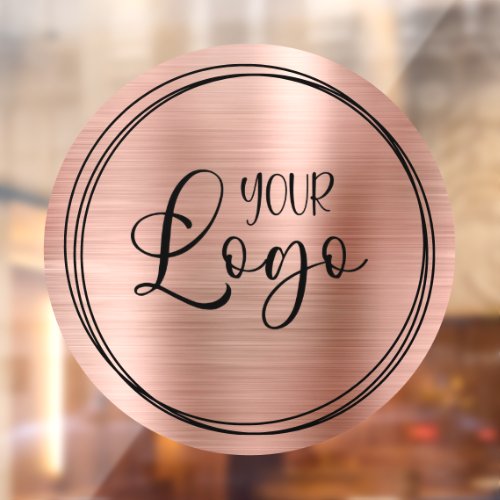 Logo on Three Black Rings with Rose Gold Foil Window Cling