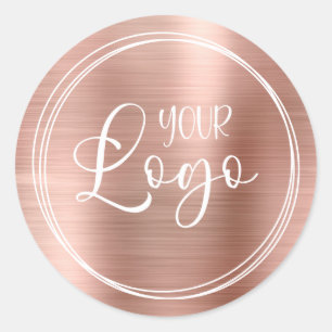 Logo on Three White Rings with Rose Gold Foil Classic Round Sticker