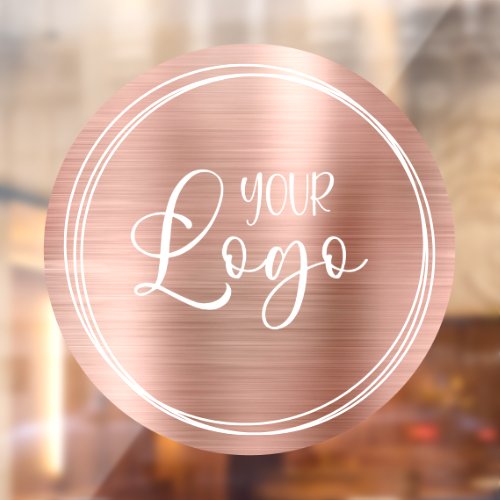 Logo on Three White Rings with Rose Gold Foil Window Cling