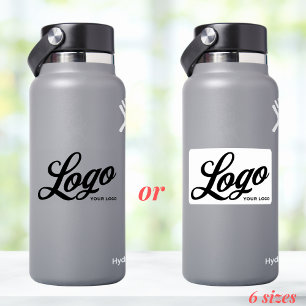 Logo on Vinyl rectangle Business Water Bottle Sticker