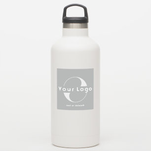 Logo on Vinyl square Business Gray Water bottle Sticker