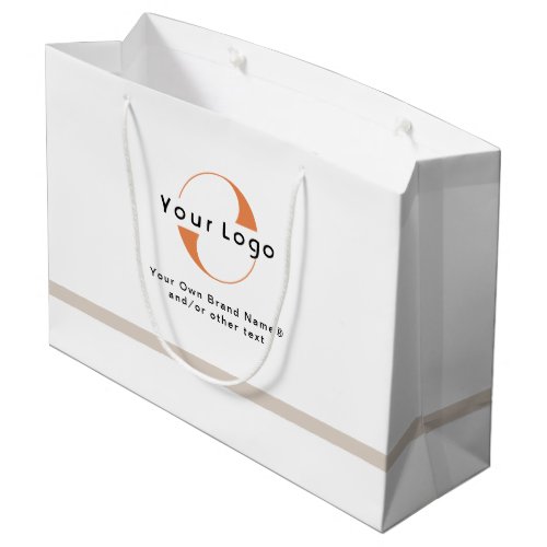 Logo on White  Tan Black Text Company Business L Large Gift Bag