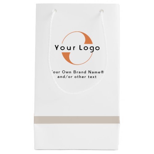 Logo on White  Tan Black Text Company Business S Small Gift Bag