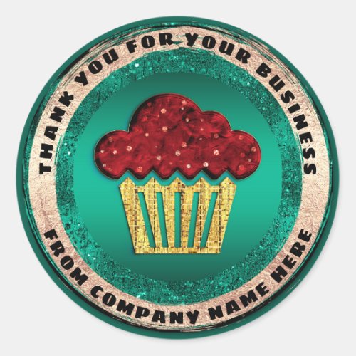 Logo Online Bakery Thank Sweet Cake Chocolate Teal Classic Round Sticker