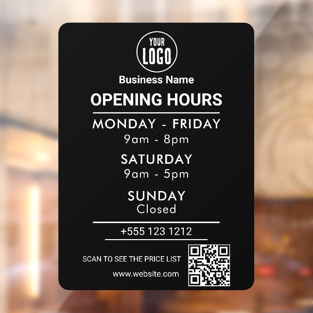 Logo Open Hours Social Media Business Window Cling (Sheet 2)