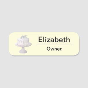 Logo or Cake Small Business Home Bakery Yellow Name Tag