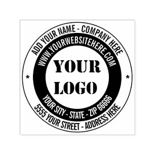 Logo or Photo Address Color Round Stamp Template
