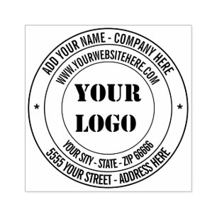 Logo or Photo Address Round Rubber Stamp Template