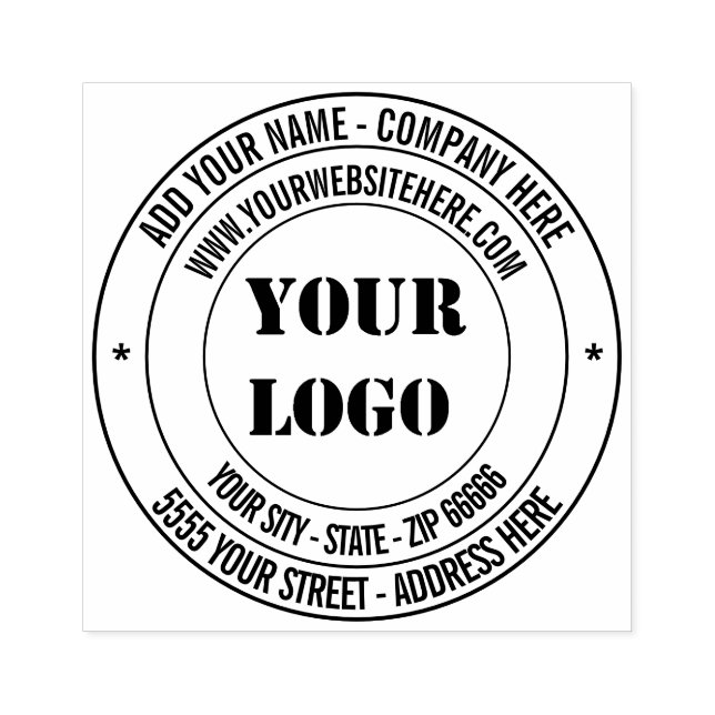 Logo or Photo Address Round Rubber Stamp Template (Imprint)