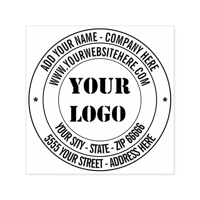 Logo or Photo and Name Address Round Stamp Example (Design)