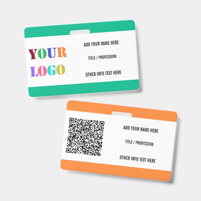 Logo or Photo and QR Code Name Badge Example (Front & Back)