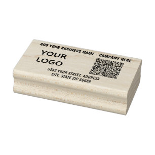 Logo or Photo and QR Code Rubber Stamp Example