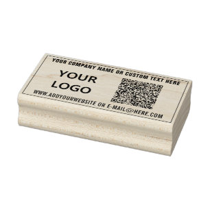 Logo or Photo and QR Code Rubber Stamp Template