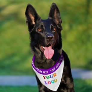 Logo or Photo and Text Pet Bandana Collar Example